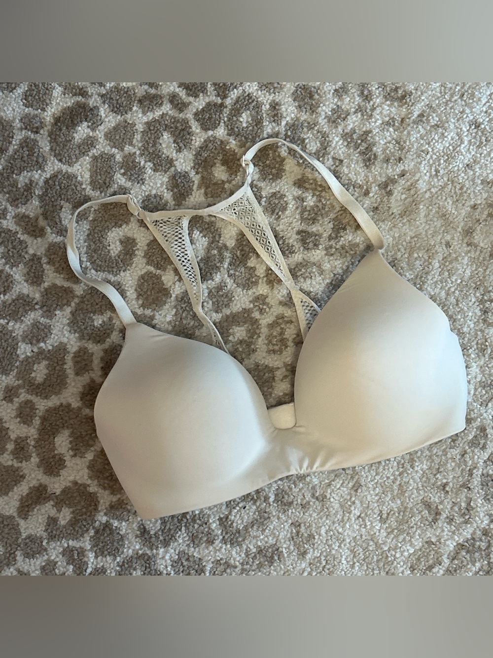 Victoria's Secret Cream mesh back T-Shirt Bra with Racerback